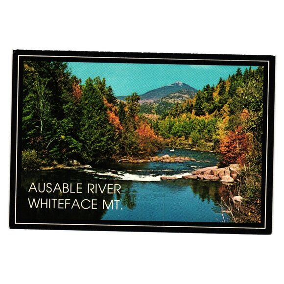 Ausable River Whiteface Mountain Adirondacks Postcard Scenic View Glens Falls NY - Picture 1 of 2